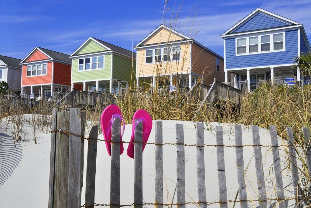 colorful houses on beach