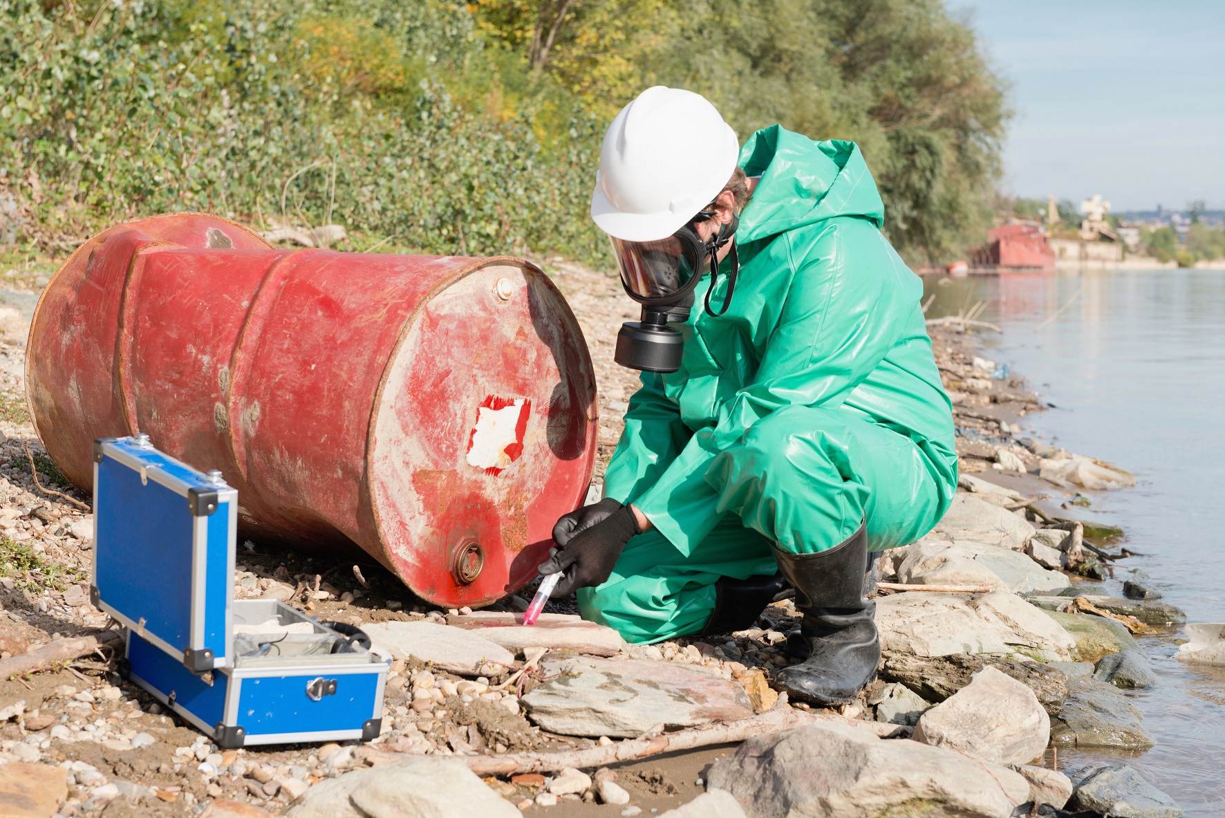 man in suit testing pollution